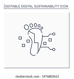 Digital Footprint Line Icon. Unique Actions On Internet, Devices.Digital Shadow.Data Trail. Digitization Concept.Isolated Vector Illustration.Editable Stroke