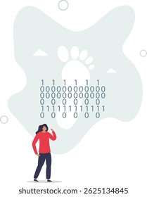 Digital footprint and track user activity on internet.Cyberspace tracking and browser history surveillance from cookies. character life .