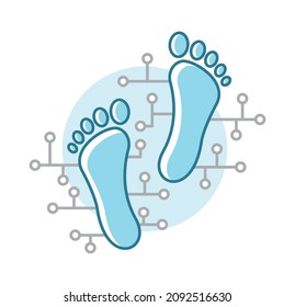 Digital footprint tracking, tracing online user activities, digital transformation, isolated on white background.