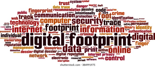 Digital Footprint Word Cloud Concept. Vector Illustration