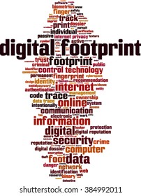 Digital Footprint Word Cloud Concept. Vector Illustration