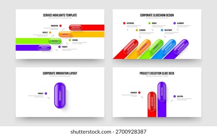 Coleção de Modelos de Apresentação de Diagrama de Elemento 4 5 1 2 Previsão Digital. Planejamento de Projeto Quatro Cinco Uma Duas Opção Infográfico Conjunto de Ilustrações de Vetor de Layout de Quadro.