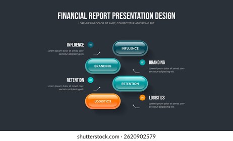 Digital Forecast Four Element Diagram Frame Layout. Company Strategy 4 Option Infographic Slideshow Template. Professional Growth Slide Design Vector Illustration.