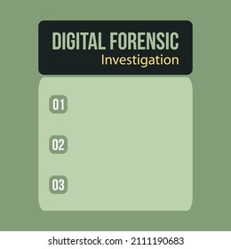 Digital Forensic Investigation infographic vector design. List for Digital Forensic Investigation factors.
