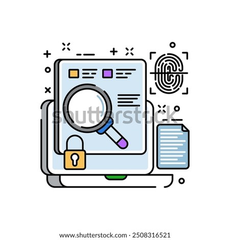 Digital Forensics Fill Color Icon, Vector illustration