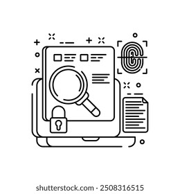 Ícone Digital Forensics Outline, ilustração de vetor