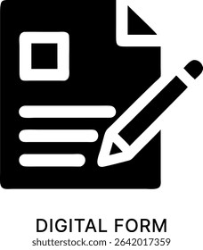 Digital Form Document Edit Black Fill Icon Design