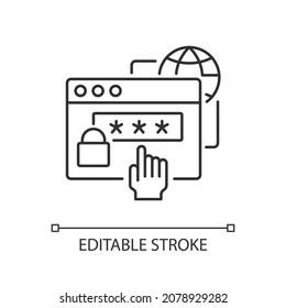 Digital foundation skills linear icon. Gaining basic IT competencies. Keeping passwords safe. Thin line customizable illustration. Contour symbol. Vector isolated outline drawing. Editable stroke