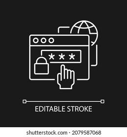 Digital foundation skills white linear icon for dark theme. Basic competency. Keep passwords safe. Thin line customizable illustration. Isolated vector contour symbol for night mode. Editable stroke