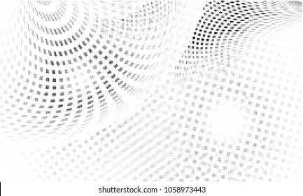 Digital fractal art. Computer generated image with bubbles pattern converted to  halftone wave dotted background. Modern dot circles vector texture for posters, business cards, covers, labels mock-up.