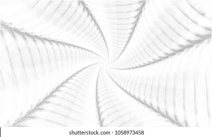 Digital fractal art. Computer generated image with spiral pattern converted to  halftone wave dotted background. Modern dot circles vector texture for posters, business cards, covers, labels mock-up.