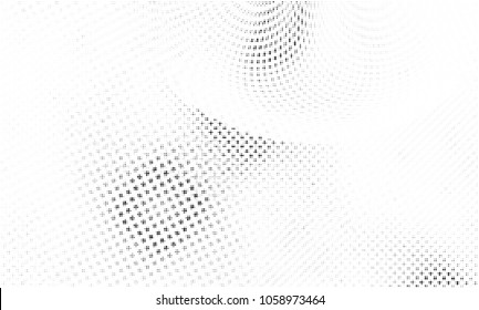 Digital fractal art. Computer generated image with waves pattern converted to  halftone wave dotted background. Modern dot circles vector texture for posters, business cards, covers, labels mock-up.