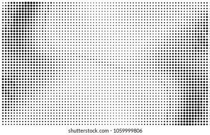 Digital fractal art. Computer generated image with arc pattern converted to  halftone wave dotted background. Modern dot circles vector texture for posters, business cards, covers, labels mock-up.