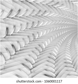Digital fractal art. Computer generated image with springs pattern converted to  halftone wave dotted background. Modern dot circles vector texture for posters, business cards, covers, labels mock-up.