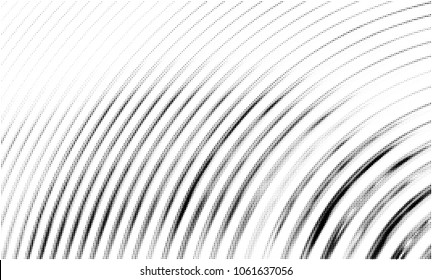 Digital fractal art. Computer generated fractal arcs image converted to  halftone wave dotted background. Modern dot circles vector texture for posters, business cards, covers, labels mock-up.