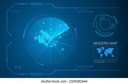 Digital frame technology Map of Aland Islands radar vector HUD, GUI, UI interface.