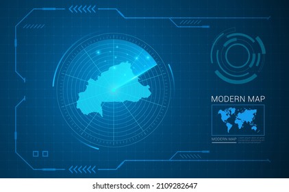 Digitale Frame Technologie Karte des Burkina Faso Radars HUD, GUI, UI-Schnittstelle.