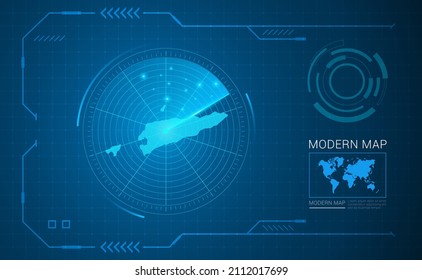 Digitale Frame Technologie Karte von Osttimor Radar Vektor HUD, GUI, UI-Schnittstelle.