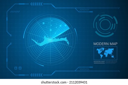 Tecnología de cuadro digital Mapa del vector de radar de Grand Bahama HUD, GUI, interfaz de interfaz de usuario.