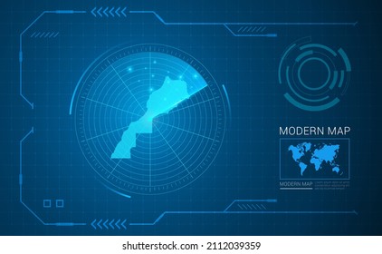 Digital frame technology Map of Sahara radar vector HUD, GUI, UI interface.