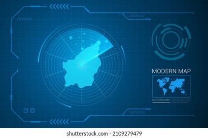 Digital frame technology Map of San Marino radar vector HUD, GUI, UI interface.