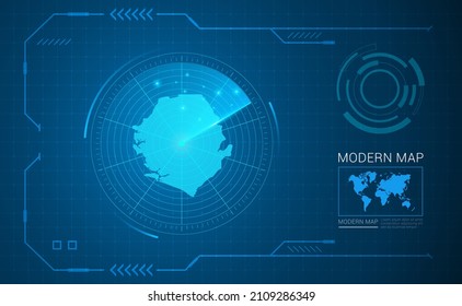 Digital frame technology Map of Sierra Leone radar vector HUD, GUI, UI interface.