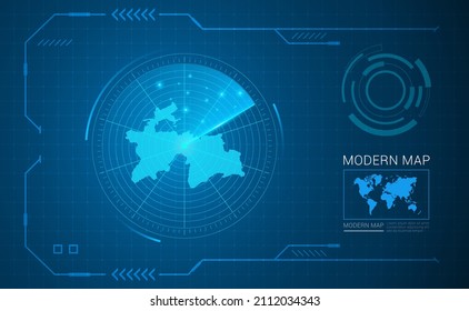 Digital frame technology Map of Tajikistan radar vector HUD, GUI, UI interface.