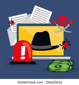 Digital fraud and hacking design, vector illustration.