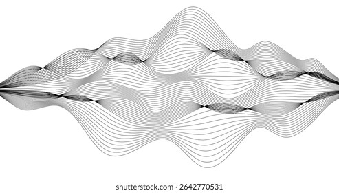 Linha de equalizador de frequência digital linhas horizonte de fundo Grade de geografia abstrata de design de ondas