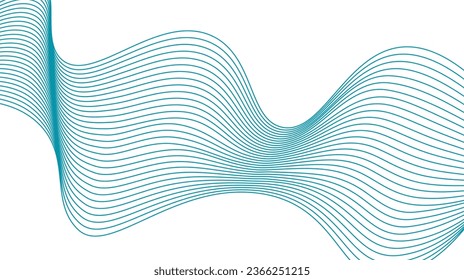 Ecualizador de pista de frecuencia digital. Fondo artístico estilizado. Ilustración vectorial. Onda con líneas creadas con la herramienta de mezcla. Línea ondulada curvada,