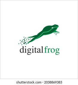 Digital frog jumping green vector  illustration