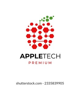 Digital fruit logo. Concept of logo in the form of a apple with circuit board design template