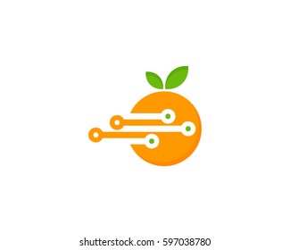 Digital Fruit Logo Design Element