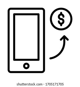 Digital Funds Transfer Method Concept, Mobile Banking Transaction on white background, Work from Home Symbol Vector Icon design, Smartphone Payments Sign, Contactless Money App 