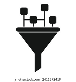 Icono de contenido de embudo digital vector simple. Filtrar Internet. medio de código fuente web