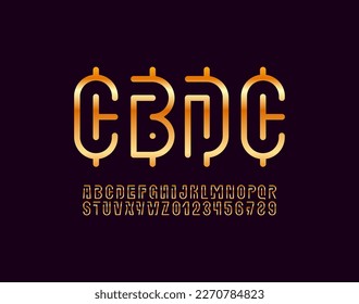 Digital future font alphabet from thin segment line, financial design in bank style letters and numbers, vector illustration 10EPS