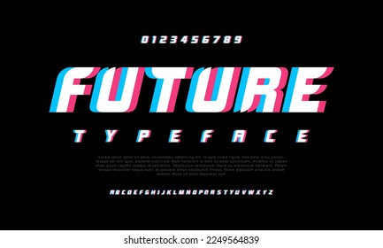 Digital future futuristic game typography. Simple bold alphabet for gaming, logo, music, sport vector illustration