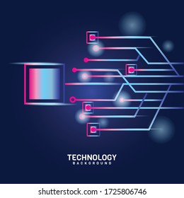 Tecnología de futuro digital en diseño vectorial de fondo azul