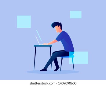 digital futuristic analytics hologram working character vector design illustration