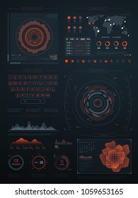 Digital futuristic hud virtual interface. Vector technology screen with data graphs. Illustration of interface with data digital