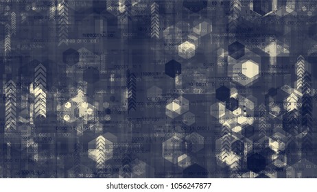 Digital Futuristic Information Background with Binary Code. Hi Tech Global Hacker Network Texture. Abstract  Sci Fi, Scientific Pattern. Screen, Cover Design Background.