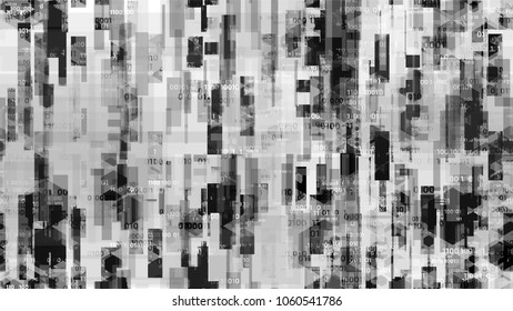 Digital Futuristic Information Background with Binary Code. Artificial Intelligence System Texture. Hacking Software Encryption Pattern. Flyer, Cover Design Background.