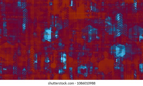 Digital Futuristic Information Background with Binary Code. Innovation Engineering Texture. Scientific Futuristic Grunge Pattern. Packaging, Ad Design Background.