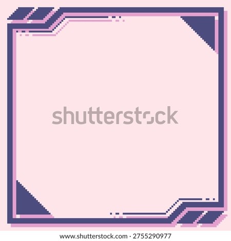 Digital Futuristic LoFi Interface Frame Template, Pink Background, Pixel Art Style