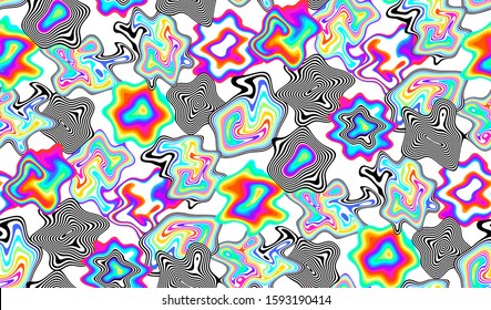 Digital futuristic seamless pattern. Modern technological design with liquid shapes and wavy lines.  Decorative backdrop for web design, wrapping paper, fabric print and card.