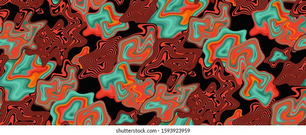 Digital futuristic seamless pattern. Modern technological design with liquid shapes and wavy lines.  Decorative backdrop for web design, wrapping paper, fabric print and card.
