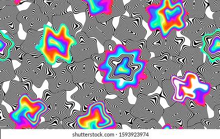 Digital futuristic seamless pattern. Modern technological design with liquid shapes and wavy lines.  Decorative backdrop for web design, wrapping paper, fabric print and card.