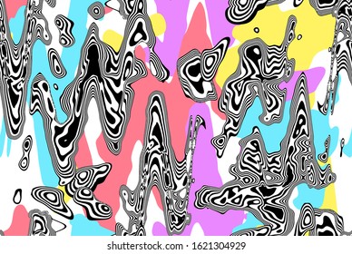 Digital futuristic seamless pattern. Modern technological design with liquid shapes and wavy lines. Decorative backdrop for web design, wrapping paper, fabric print and card.