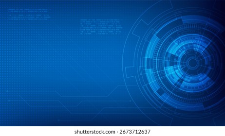 Digital futuristic technology background with abstract cyber circuit, data visualization, and blue tech interface. Ideal for AI, innovation, machine learning, blockchain, and modern science design