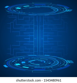 Digital futuristic technology background vector illustration. Global isometric ecosystem. Abstract cyberspace network innovation design. For iot, smarthome connection, web internet of things template